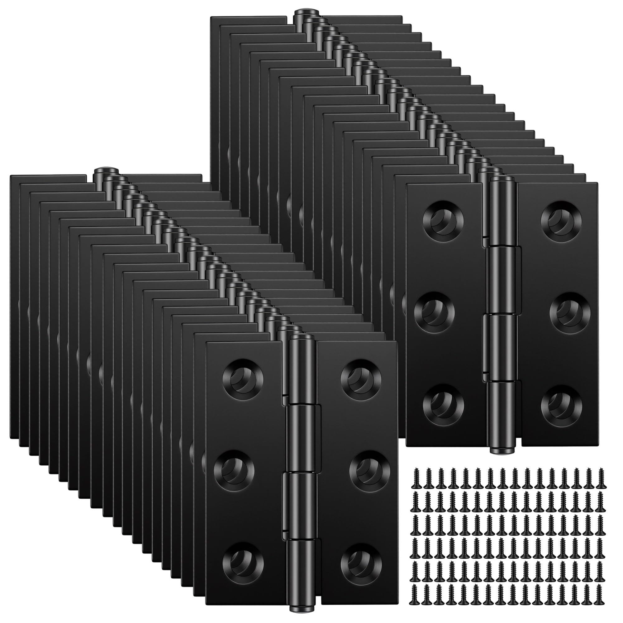 HONYUET Black Stainless Steel Butt Hinges for Cabinet and Wood Doors, Ball Bearing, 44x32x1 mm, 40 Pcs