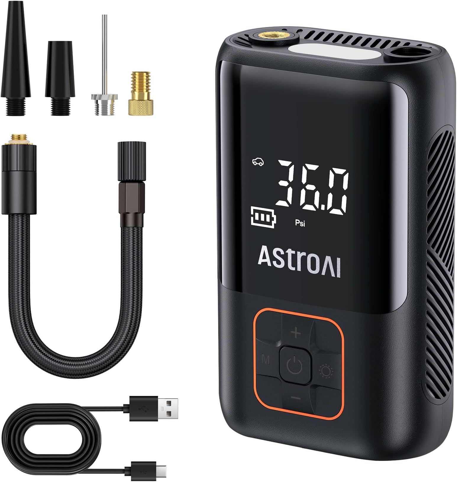 AstroAITyre Inflator Air Compressor, Cordless Car Tyre Pump 150 PSI, Electric Bike Pump with LED Lights & Digital Screen, for Cars, Motorcycles, E-Bikes, Balls, Car Accessories