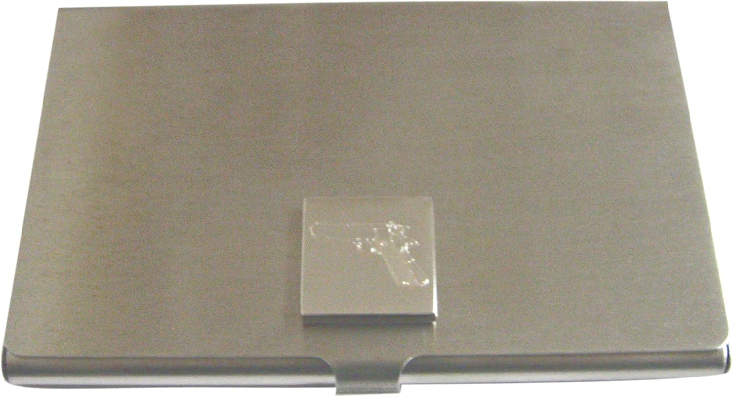 Kiola Designs Silver Toned Etched Modern Handgun Business Card Holder