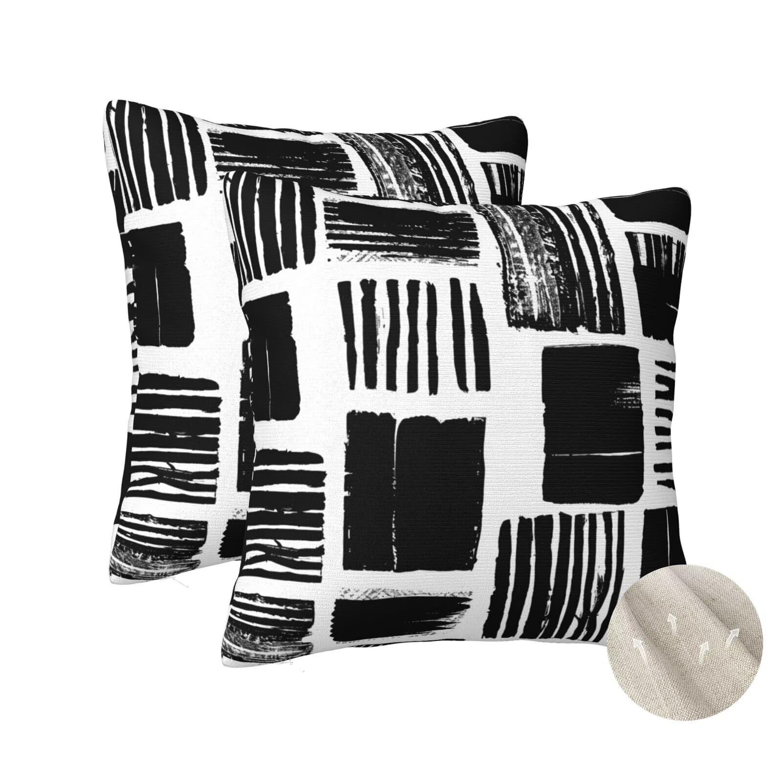 Housses de coussin salon lot de 2 taies 40x40 cm noir et blanc pour décorer un canapé moderne
