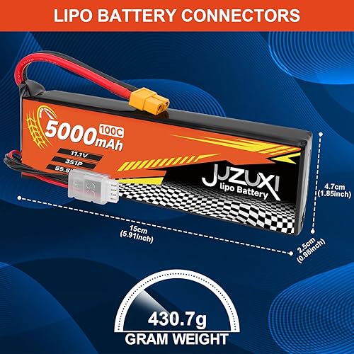 Miniatura 3 de Batería Lipo de 11.1V 5000mAh 3S 100C Batería recargable de polímero de litio con conector XH y XT60 compatible con RC Car RC Boat Quadcopter