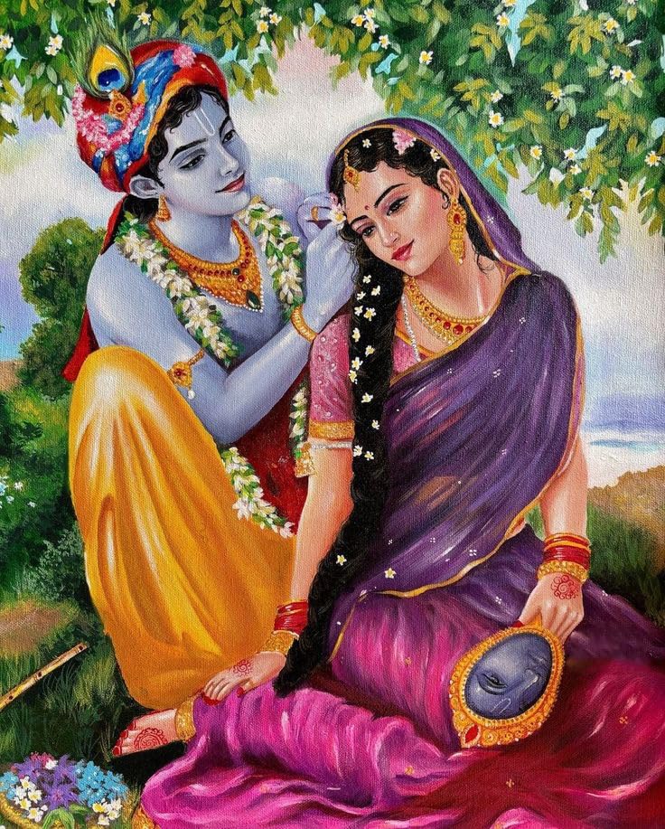 Image of Whattacraft! Paint by Numbers for Adults and Kids | Premium Painting Kit in Gift Packaging| Rolled Canvas | Do-it-Yourself Wall Decor | DIY | Radha Madhav 40x50