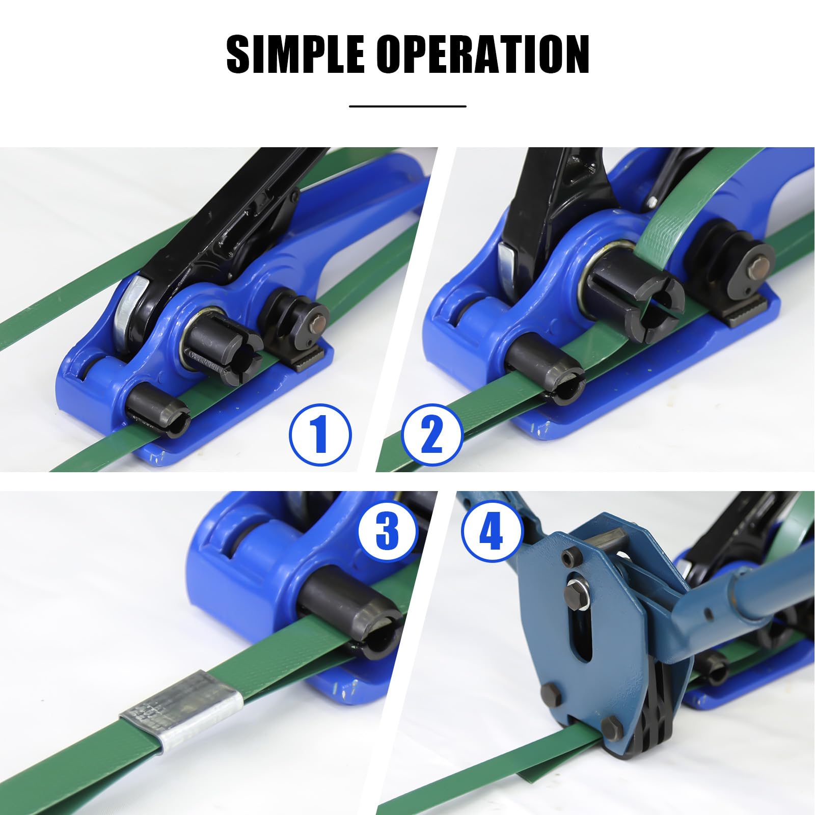 Tendeur et Coupe-Ceinture Robustes, Outils d'emballage manuels, guindeau pour Sangles en Polyester de 1/2" à 3/4" de Largeur (roulement pivotant Silencieux)