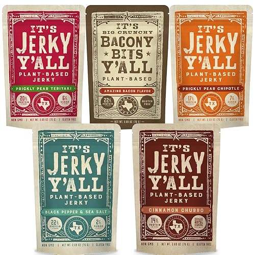 Miniatura 10 de Its Jerky Yall vegano Jerky sal marina y pimienta TERIYAKI CHIPOTLE  Más allá de tierno y sabrosos aperitivos veganos  sin OMG sin gluten