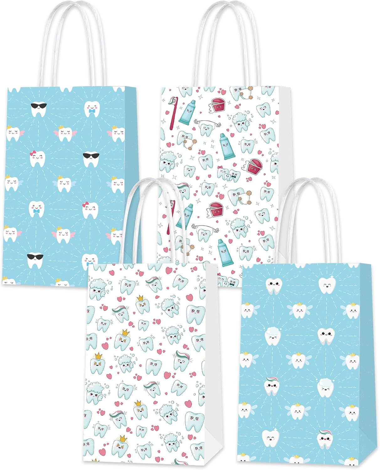 12 PCS Tooth Party Bags with Handles, Tooth Party Decorations Tooth Gift Bag Goodie Bag Treat Bag image 5