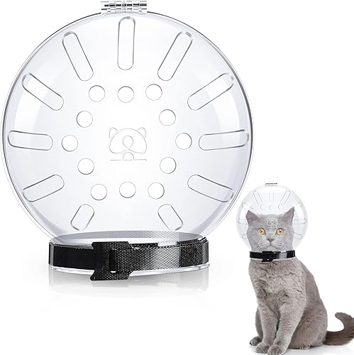 Bozal transparente para gatos con capucha transpirable, bozal de gato para aseo ajustable, cubierta de boca de gatito, casco antimordeduras, máscara