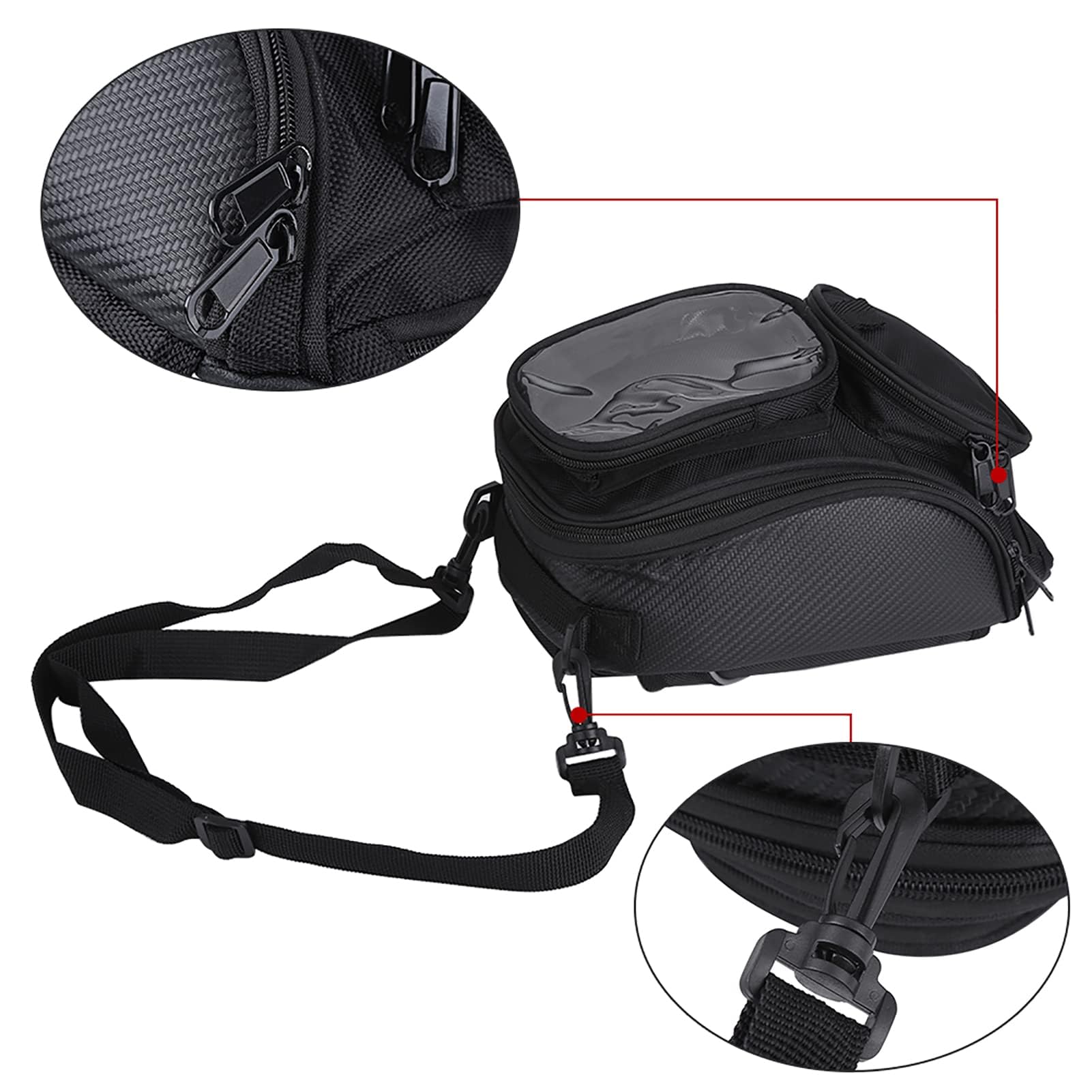 Sacoche de Réservoir de Moto Universelle, Sac Etanche Moto Sacoche de Réservoir de Carburant Magnétique étanche et Solide pour la Pratique de la Moto sur de Longues Distances Noir