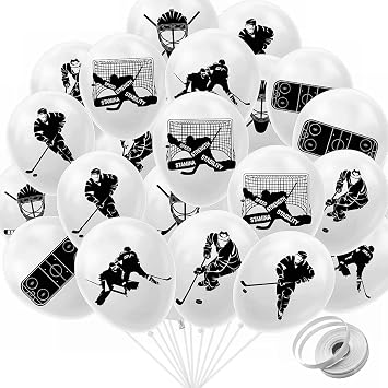 Speed/Strength/Stamina/Stability Ice Hockey Party Latex Balloons Hockey Birthday Party Balloons Hockey Player Puck Themed Balloons for Man Hockey Fans Birthday Game-day Sport Party Supplies