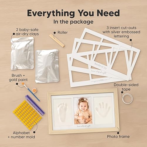 Miniatura 2 de KeaBabies Kit de manos y huellas para bebé, marco de recuerdo con huellas de mano de arcilla, marco de fotos para recién nacido, regalos