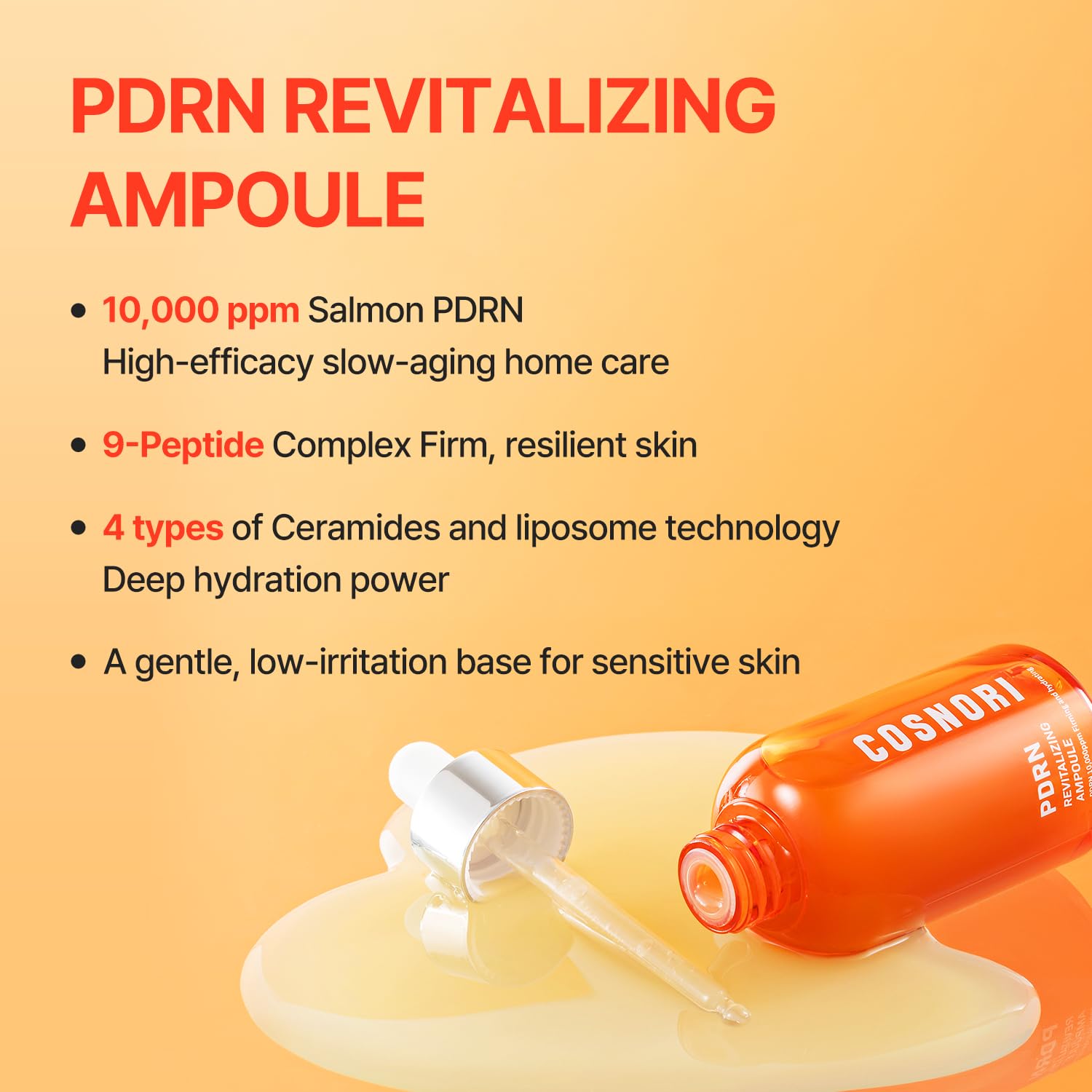 COSNORI PDRN Revitalizing Ampoule - Korea Facial Serum with Salmon PDRN & 9-Peptide Complex - 4 Ceramides for Hydration, Firmness & Radiant Skin, Korean Skincare (50ml / 1.69 fl. oz.) - Image 2
