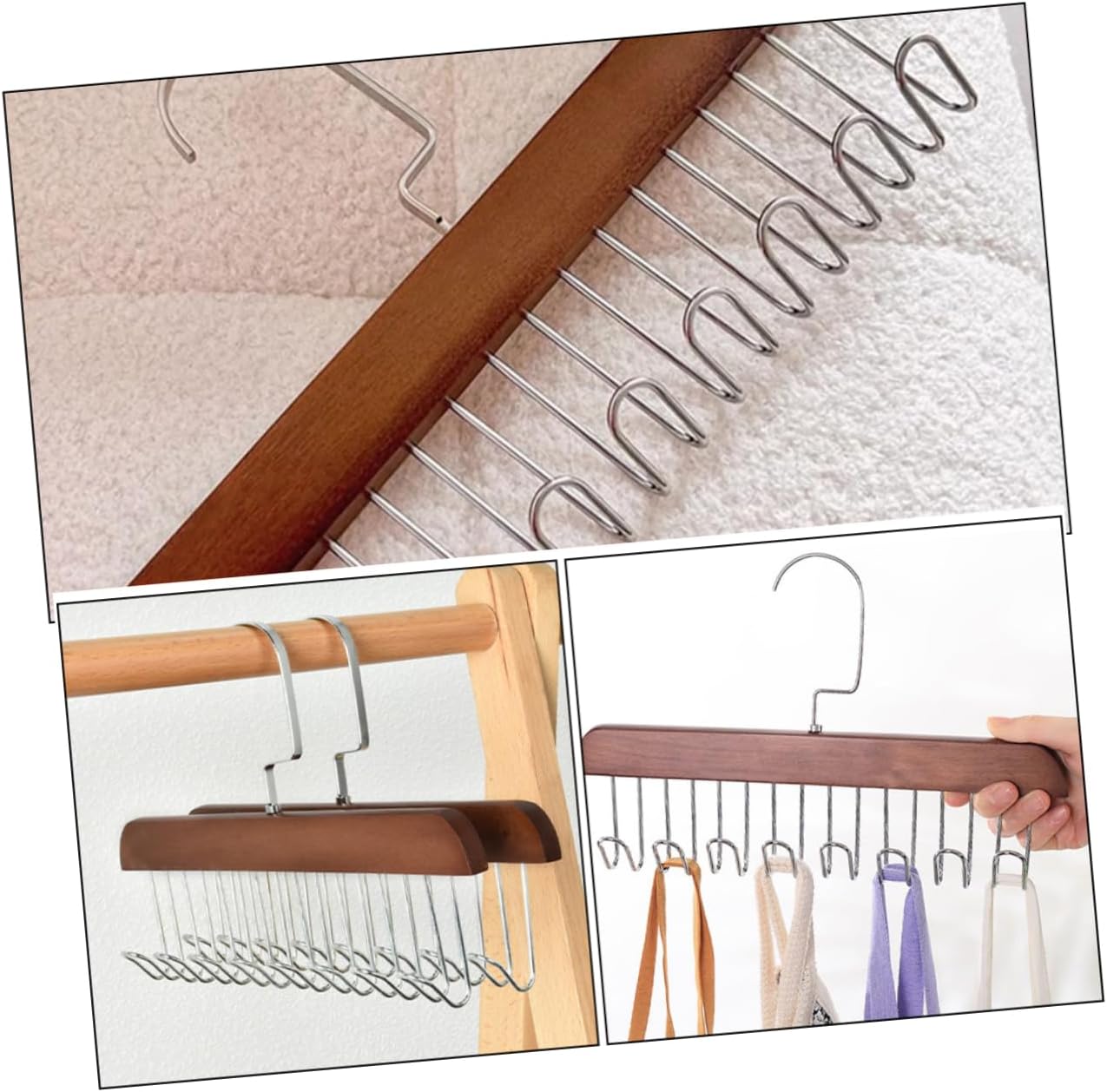 MAGICLULU 3pcs Multipurpose Hook Closet Hanger Elegant Tie and Scarf Organizer for Wardrobe Storage for Scarves and Belts Vintage Style Storage Rack