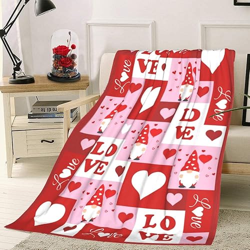 Miniatura 5 de Manta de franela suave para el día de San Valentín para el día de San Valentín diseño de corazón lindo gnomo para vacaciones cálida acogedora ligera