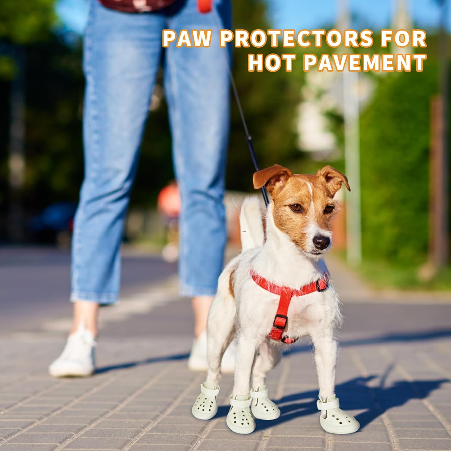 Dog Shoes for Medium Large Size, Breathable Dog Shoe for Hot Pavement, Dog Booties and Paw Protectors, Non-Slip Waterproof Dog Sandals Boots with Reflective for Rain, Summer, Hiking, Snow (Size 7)