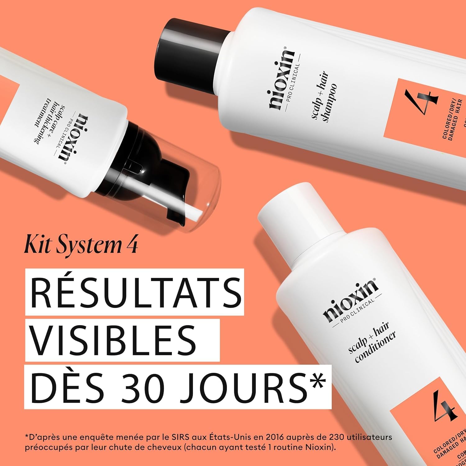 Nioxin - Kit de soins SYSTEM 4 - Shampoing & après-shampoing (150ml), soin sans rinçage (40ml) + masque fortifiant (150ml)