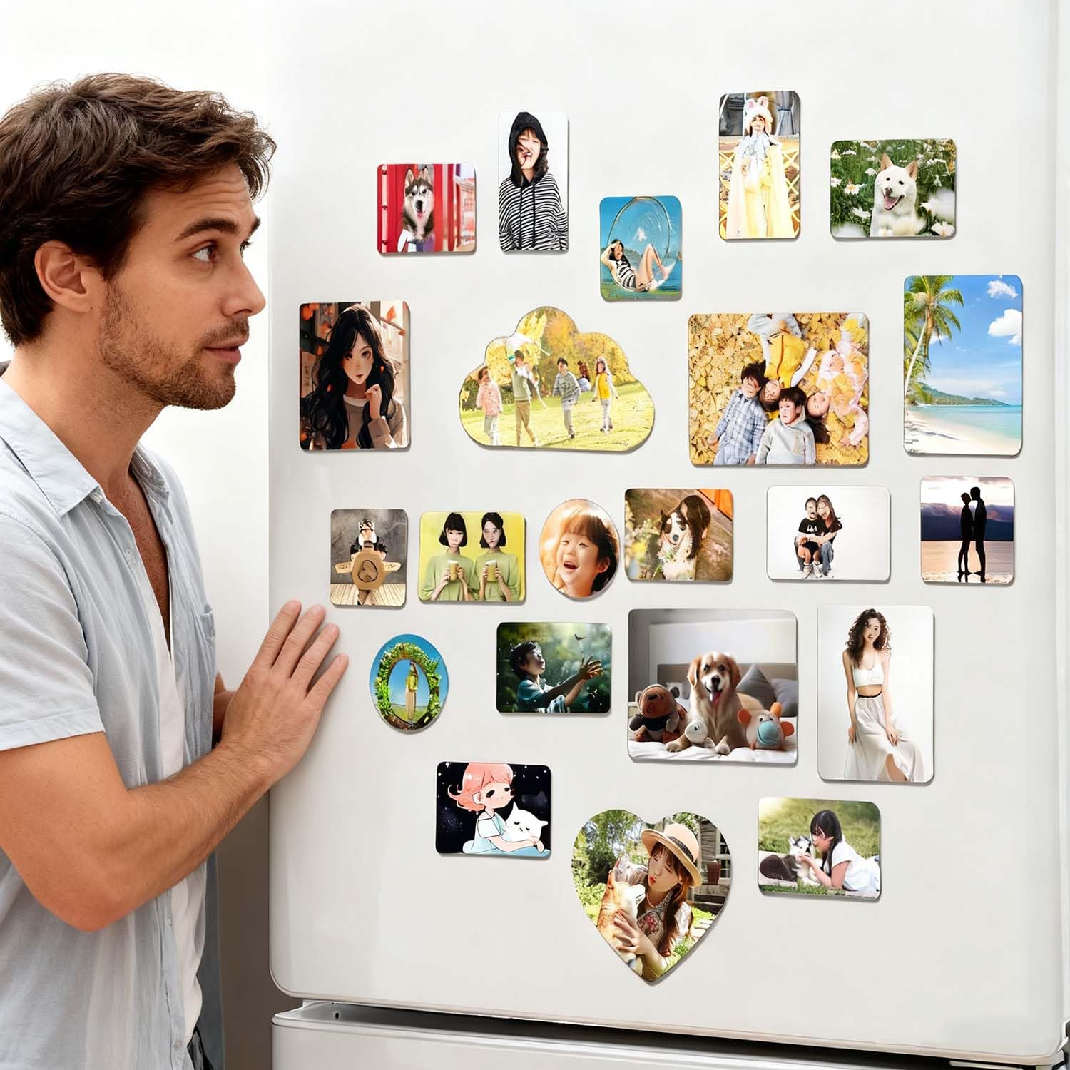 Kundenspezifisches Foto Kühlschrankmagnet, personalisierte Geschenke für Paare Familie, Schließfachmagnete Reiseerinnerungen Kühlschrank Abziehbild, Home Kitchen Dekorationen (10 Stück)