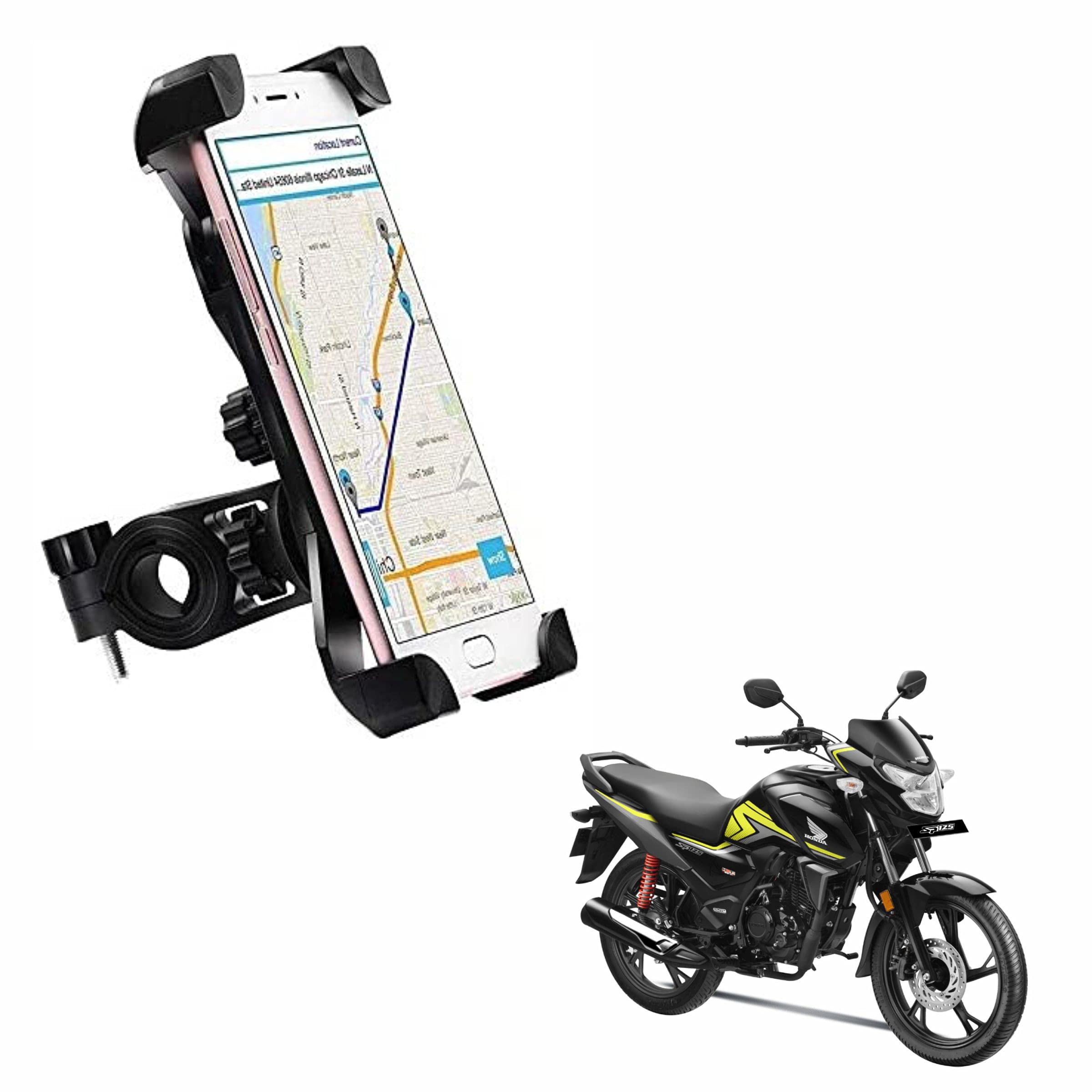 Miwings Bike Phone Mount Anti Shake and Stable Cradle Clamp with 360° Rotation Bike Phone Holder for Honda SP 125 (1 PCs, Black)-image-10