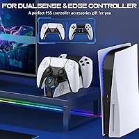 Vista 4 de KICKDOT Accesorios para controlador PS5 Estación de carga para controlador Dua-SenseEdge, estación de carga para controlador PS5 incl. Base de carga