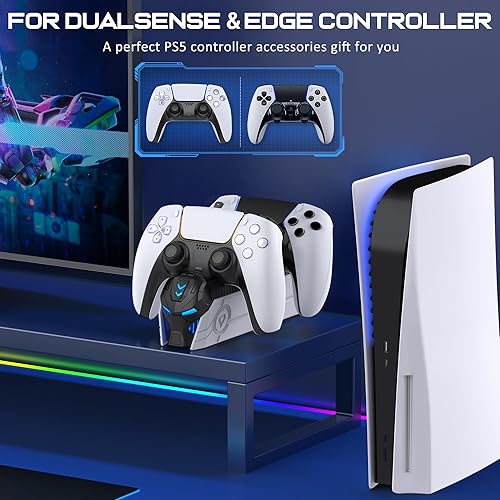 Miniatura 4 de KICKDOT Accesorios para controlador PS5 Estación de carga para controlador Dua-SenseEdge, estación de carga para controlador PS5 incl. Base de carga