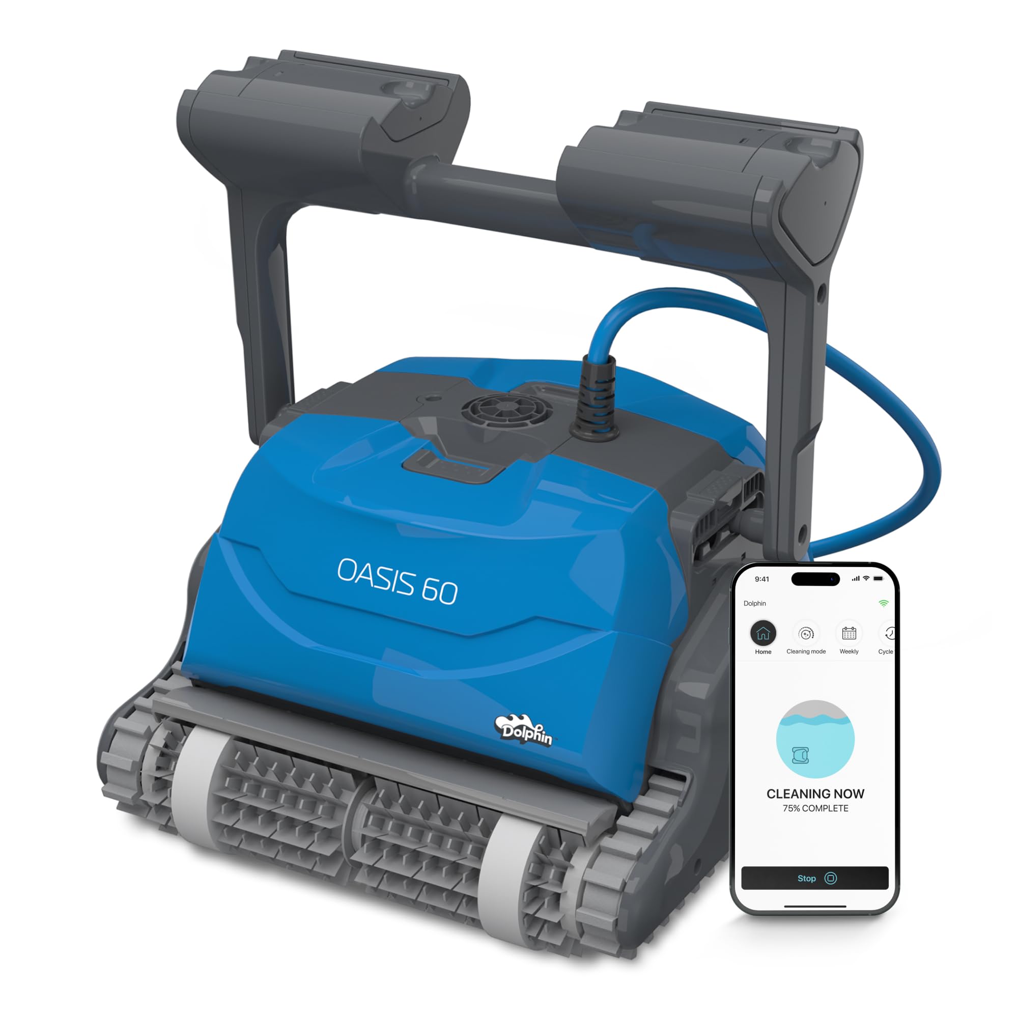 Dolphin Oasis 60 IOT CB Robot pulitore Automatico per Piscina interrata Fino a 15m - Pulizia pareti, Linea d'Acqua e Fondo - Controllo con l'app