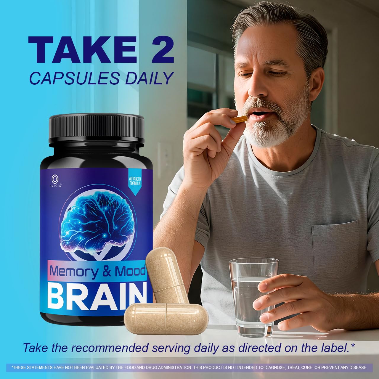 (3 Pack) Memory and Mood Brain Capsules - Official MemoryandMoodBrain Pills Advanced Premium Formula Support, All Natural Ingredients Vitamins for Overall Health & Wellness, 180 Capsules for 3 Months — Amazon image 4