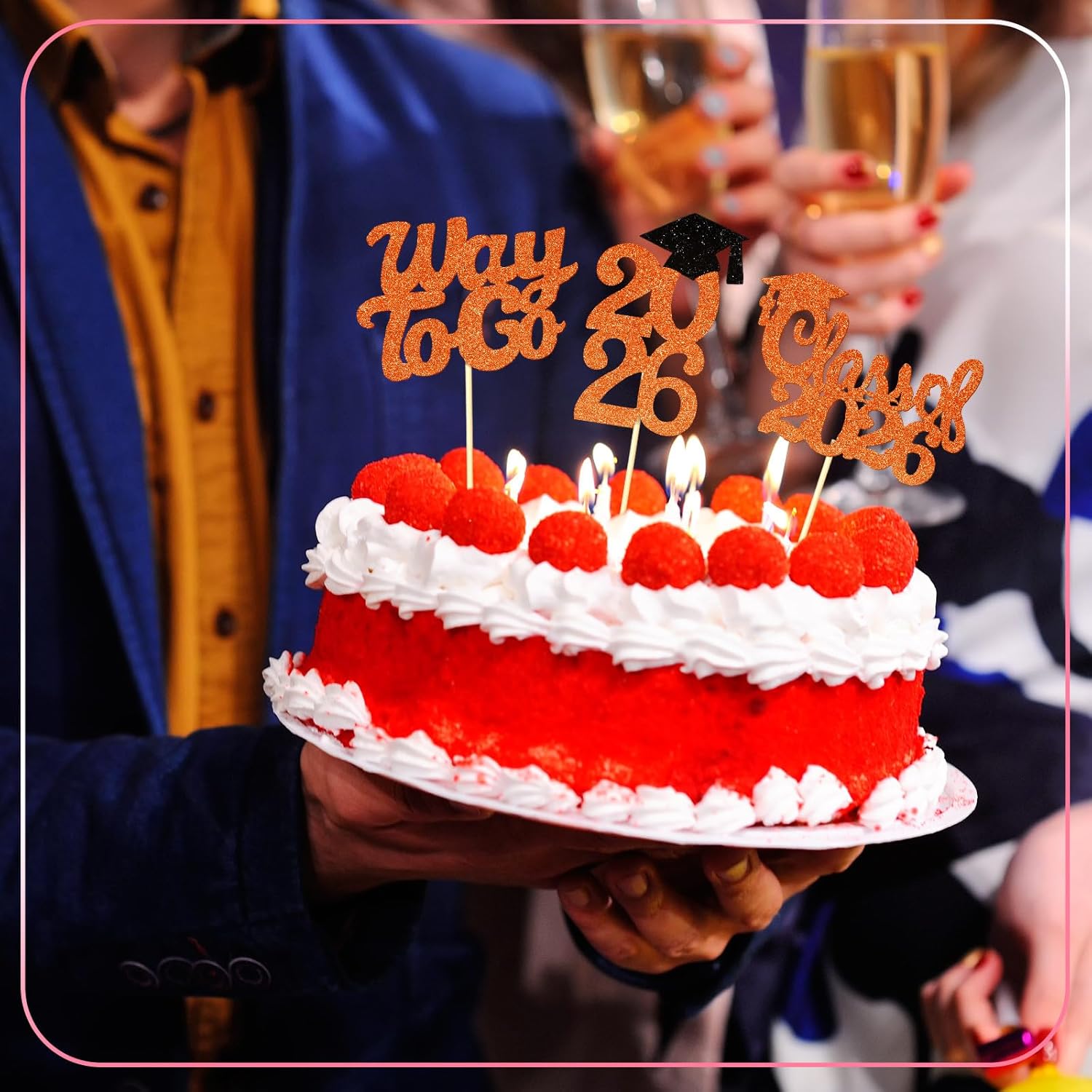 FoldTier Graduation Decorations 2026 100 Pcs Graduation Cupcake Toppers Congrats Grad Class of 2026 Cupcake Picks Toppers Diploma Supplies for Party Decorations(Orange)