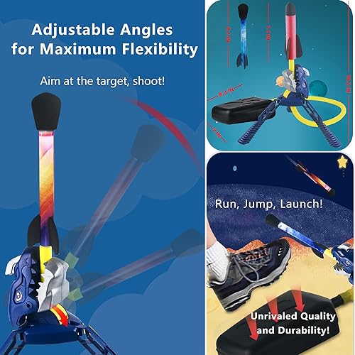 Miniatura 4 de COOLDUCK 2PCS Dino Rocket Launcher for Kids - Launch Up to 100 Feet, Light-up Foam Rockets, Godzilla Dinosaur Stomp Launch Pad, Outdoor Toys for