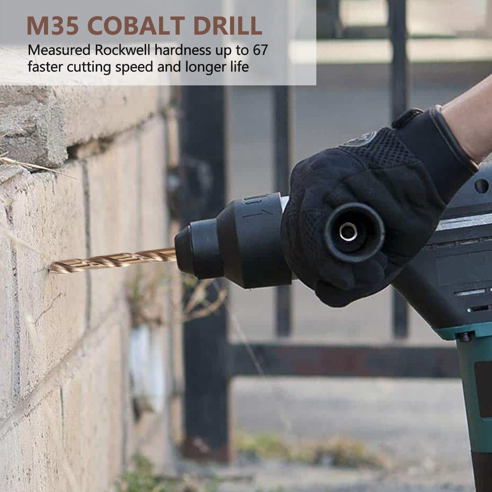 50PZ Drillforce Tools M35 Set di Punte per Trapano al Cobalto, Set di Punte Hss-Co 1-3Mm, per Forare su Acciaio Temprato, Ghisa e Acciaio Inossidabile