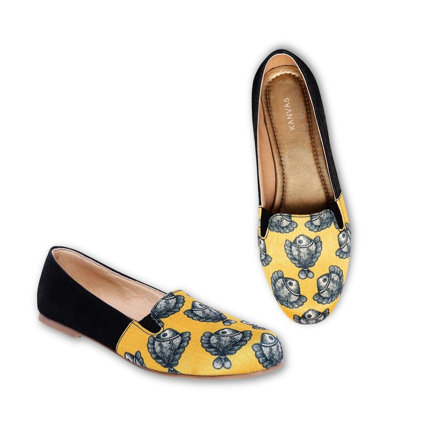 kanvas Printed Loafers for Women - Comfortable Casual Slip On Shoes - Vegan Leather - Stylish Fashion Moccasins for Casual Lightweight - Madhubani Art Designer Footwear-picture-30