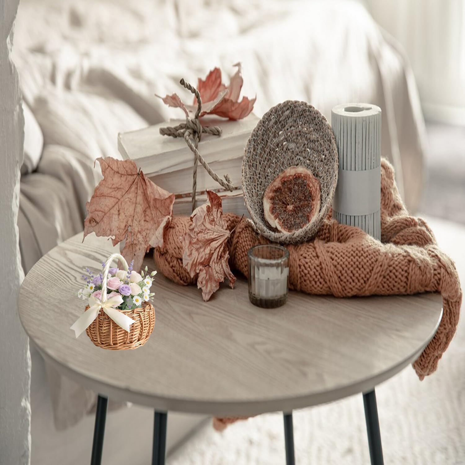 Cesti Intrecciati Con Nastro, Cestini Per Matrimoni Decorazione In Stile Country, Cesto Da Matrimonio In Paglia, Cesti Intrecciati Con Nastro, Adatto Per Matrimoni e Feste (Bianco)