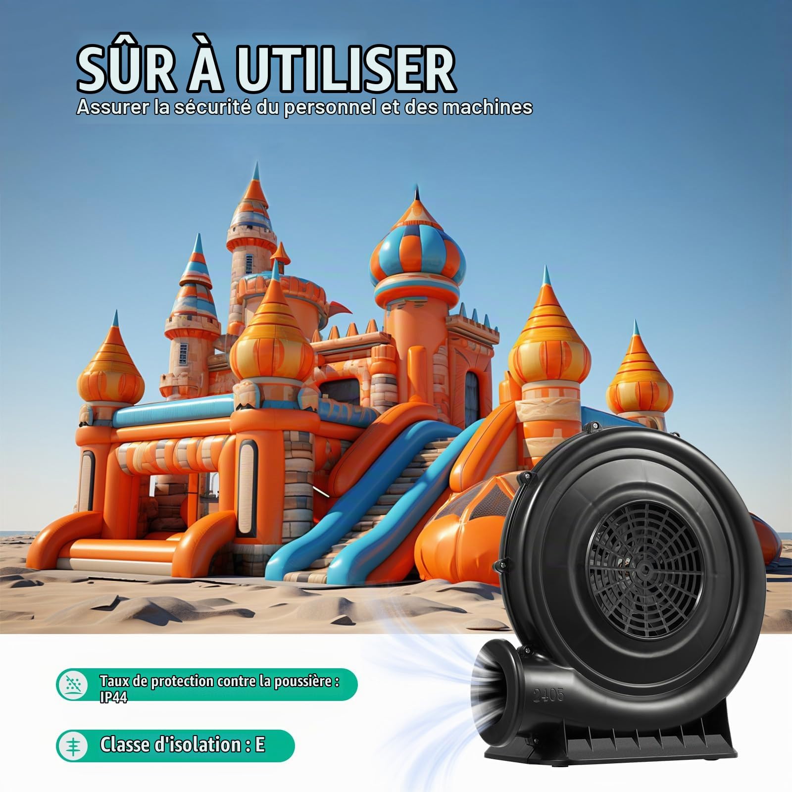 Souffleur haute pression 370 W pour château gonflable - Souffleur silencieux et durable pour jouets gonflables - Pompe à air (250 W)