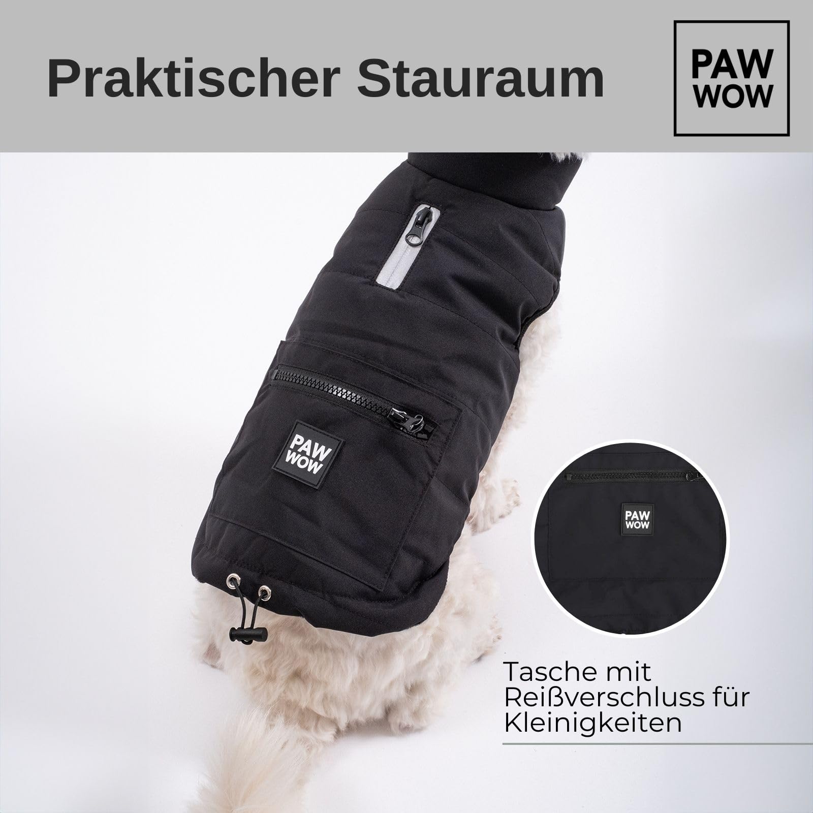 Toni Hundejacke, Schwarz, XXL | Winter Hundemantel, mit Bauchschutz, Hundeweste, für große & kleine Hunde