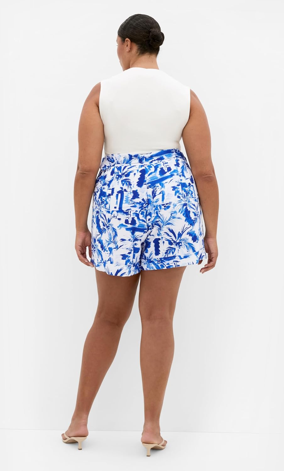 City Chic Plus Size Shorts - Palm Print