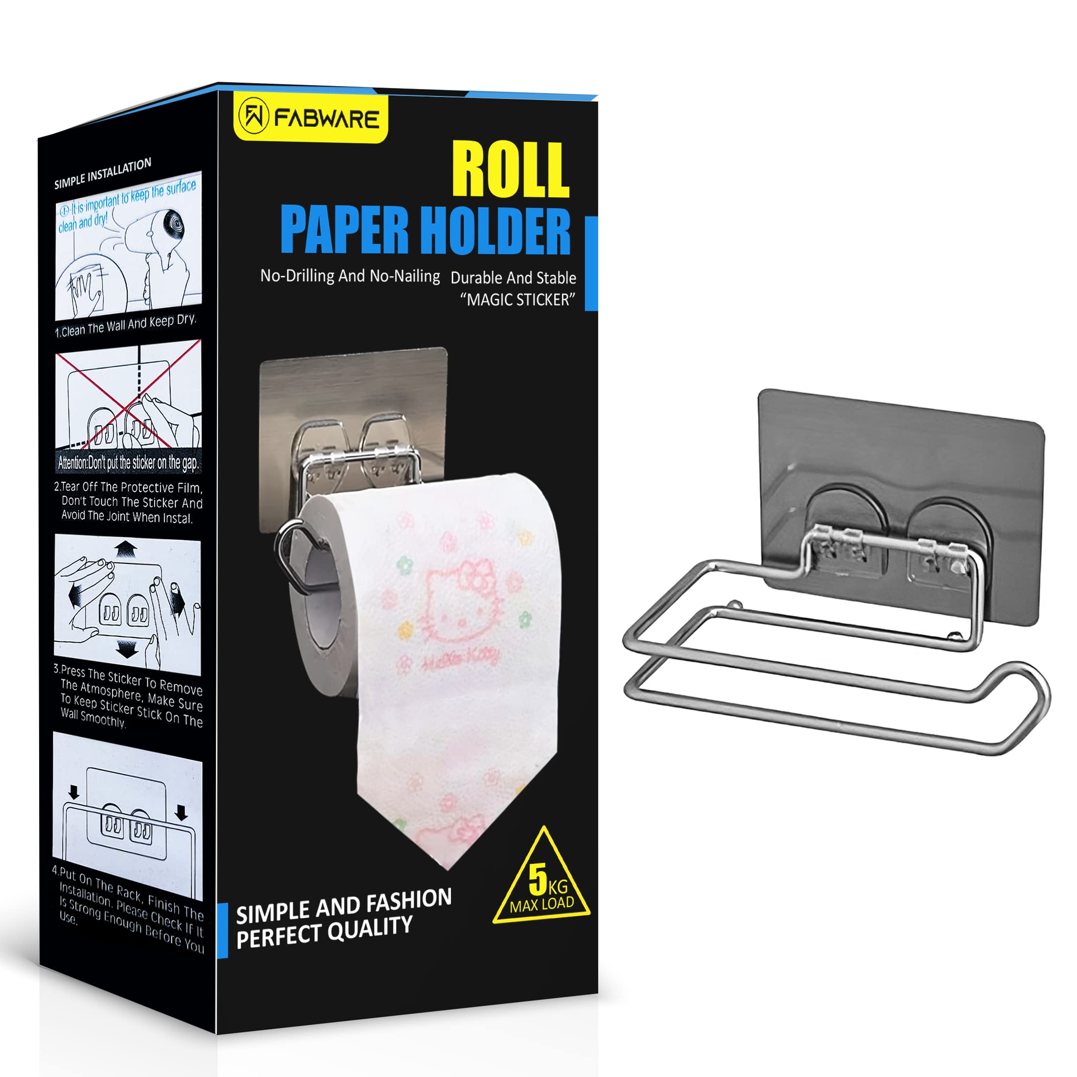 FABWARE Toilet Paper Holder for Bathroom ACCESORIES. Bathroom Organiser Towel Paper Holder (Stainless Steel Toilet Paper/Towel Holder) (B0BX9175XB) Amazon Price History, Amazon Price Tracker