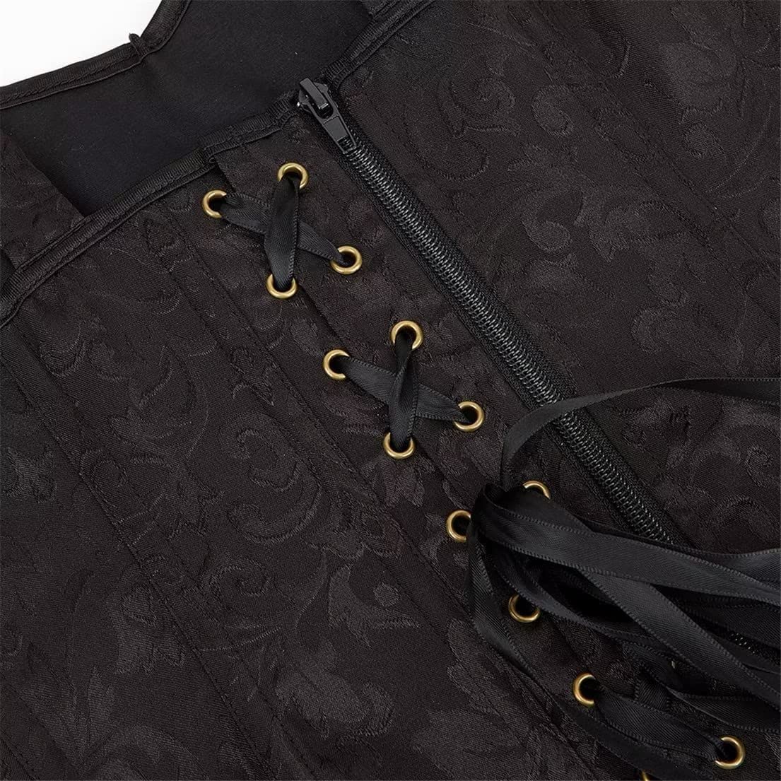 jutrisujo Korsett Kleid Damen Halloween Rock Set Steampunk Corsage mit Strapsen Spitze Corset Dress Bustier Damen Corsagenkleid Kostüm Pirat