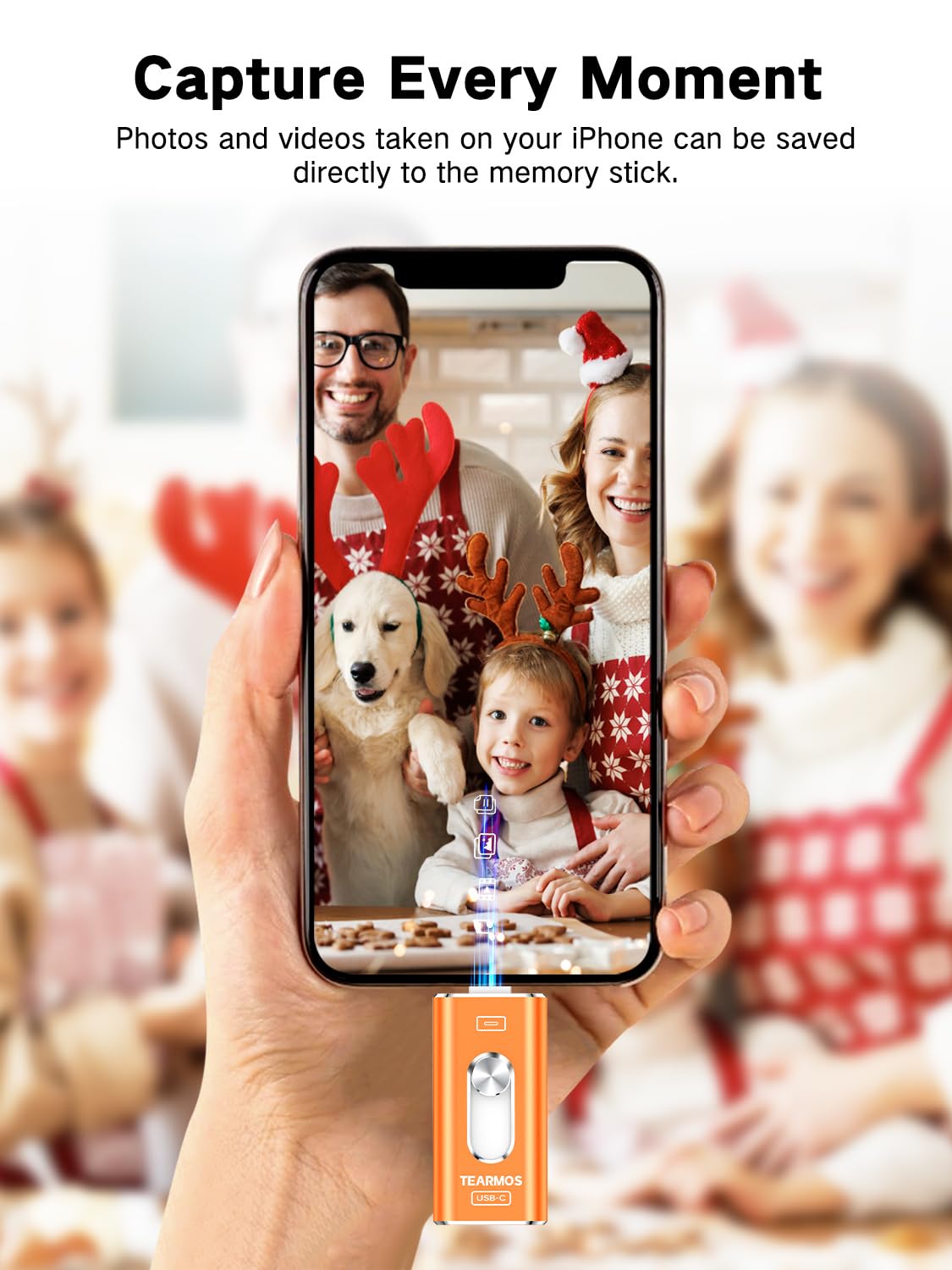 Memoria de 256 GB para unidad flash de iPhone, almacenamiento de teléfono para fotos y videos, copia de seguridad de archivos, compatible con iPhone, iPad, Android, PC, Plug & Play, no
