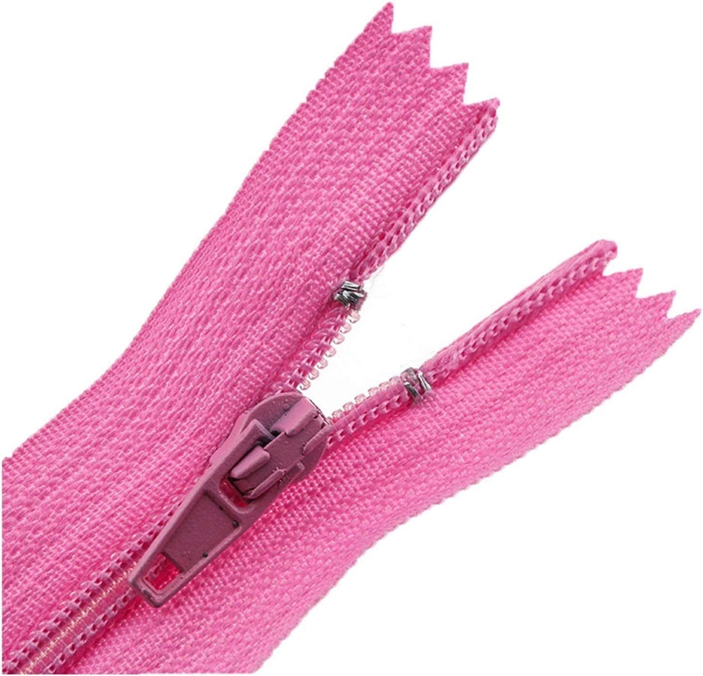 DSESS Zipper Tape#3 Metal Nylon Coil Zippers，5Pcs Nylon Sewing Zippers, Supplies Zippers for DIY Sewing Craft Tailor Bag Garment(Pink,25cm)