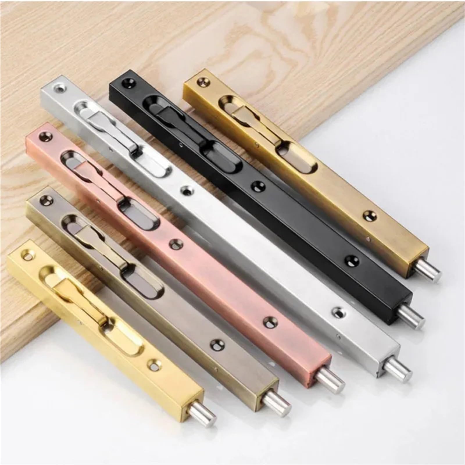 Bulloni a filo per doppia porta, 4 pezzi, in acciaio inossidabile 304, serratura verticale nascosta, per legno, principale, sicurezza e doppia (oro, 20,3 cm)