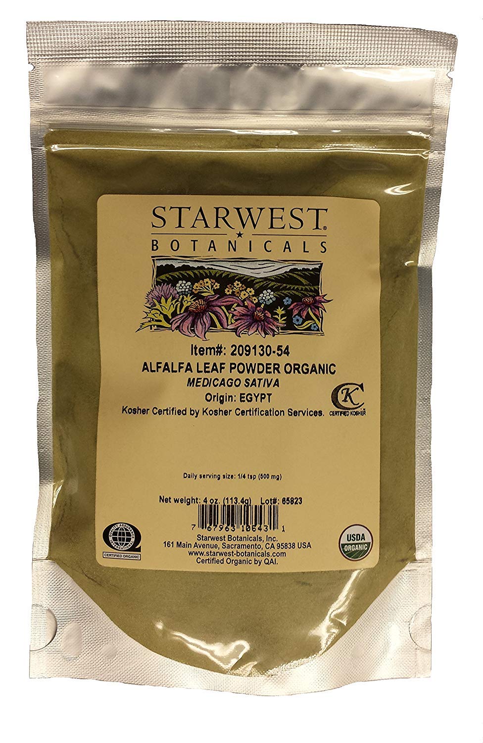 Alfalfa Leaf Powder Organic - 4 Oz,(Starwest Botanicals)