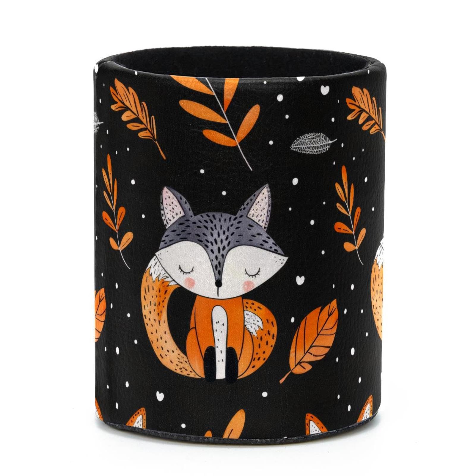 VAPOKF Round Pencil Holders for Desk, Autumn Fox Pen Holders Pen Pot Makeup Brushes Storage Desktop Stationery Supplies Organiser for Home Office
