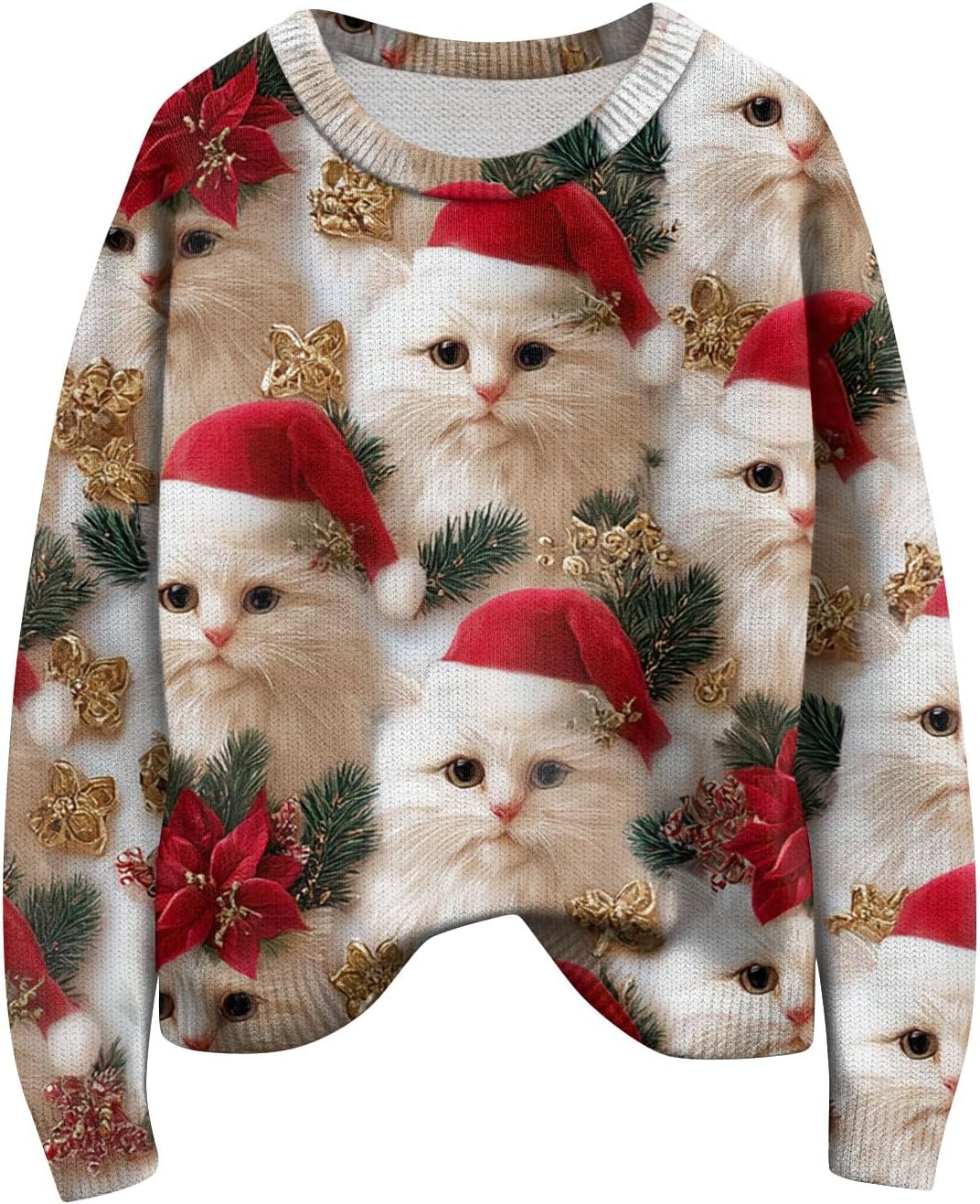 Womens Christmas Sweater Cute Pattern Crewneck Knit Pullover Jumper Long Sleeve Xmas Tops Trendy Winter Clothes