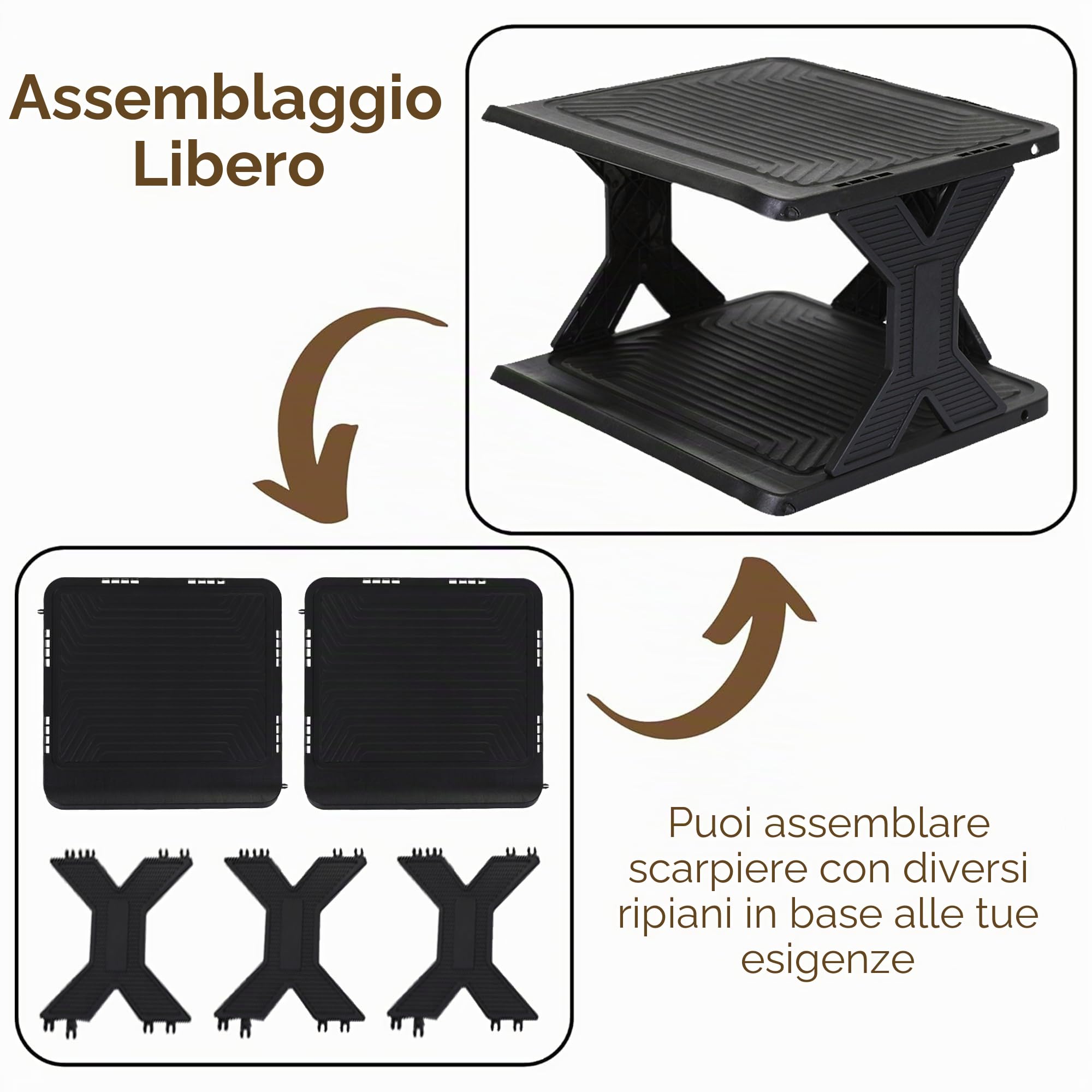 SUQ Scarpiera stretta a 8 livelli, a torre, organizer salvaspazio per scarpe, impilabile per ingresso, corridoio e armadio (nero)