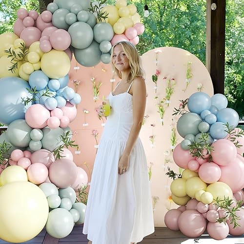 Miniatura 2 de Kit de guirnalda de arco de globos (azul, amarillo, rosa, morado)