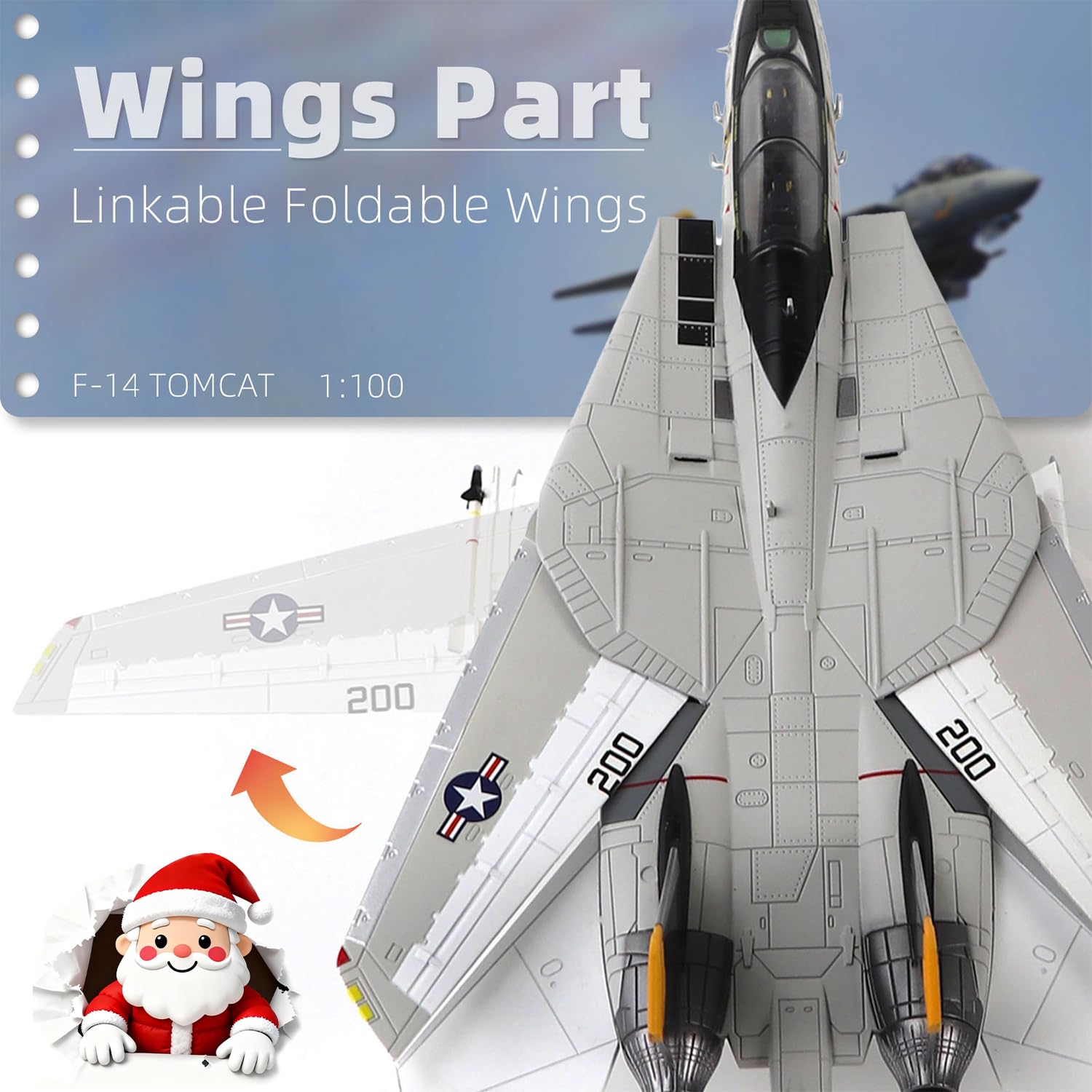NUOTIE F-14A Tomcat 1/100 Metall Flugzeug Modellbausätze mit Ständer VF-84 Jolly Rogers DieCast Alloy Fighter Modell Jet Replik Vorgefertigte Militärflugzeugsammlung für Display oder Geschenk | VF-84 Jolly Rogers DieCast Alloy Fighter Model Jet Replica Pr
