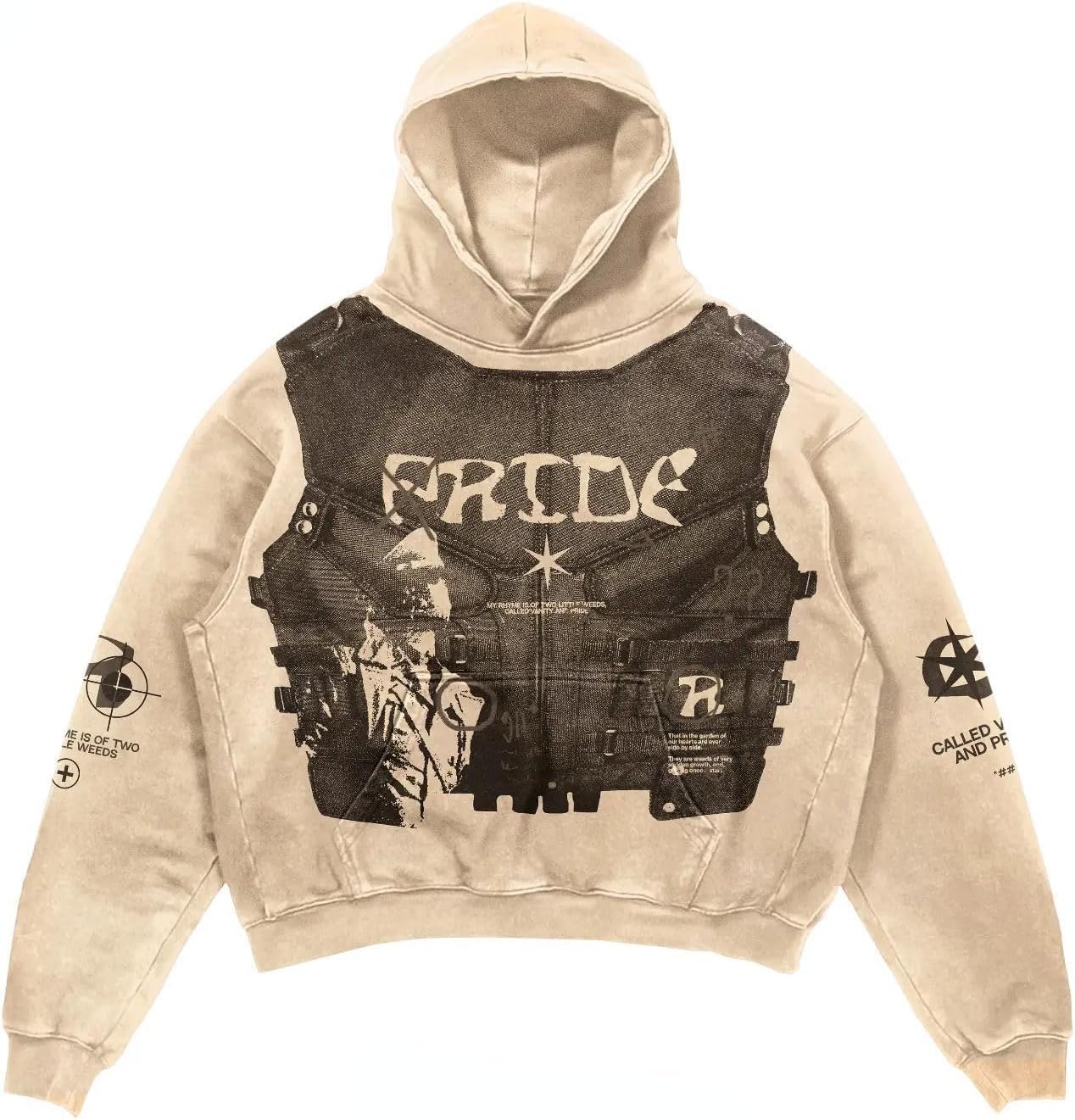 Retro Y2K Hoodie Gothic Casual Alphabet Blast Print Pattern Skull Fashion Hoodie Men Harajuku Men Clothing