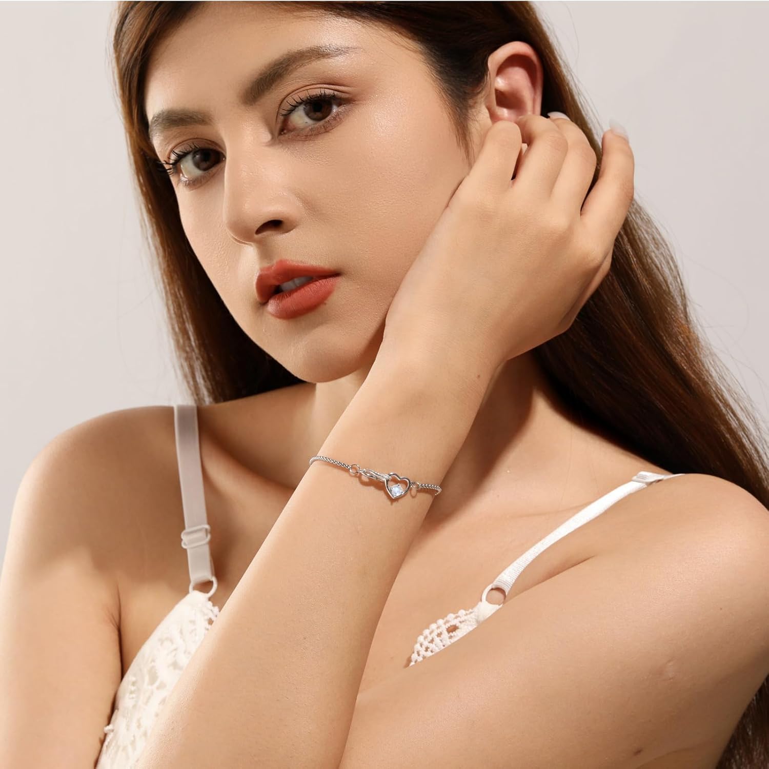 Moon Stone Infinity Link Bracelet Anklet for Women Her Charm Adjustable Chain Birthday Mother's Day Anniversary Jewelry Gift for Wife Girlfriend - Image 3