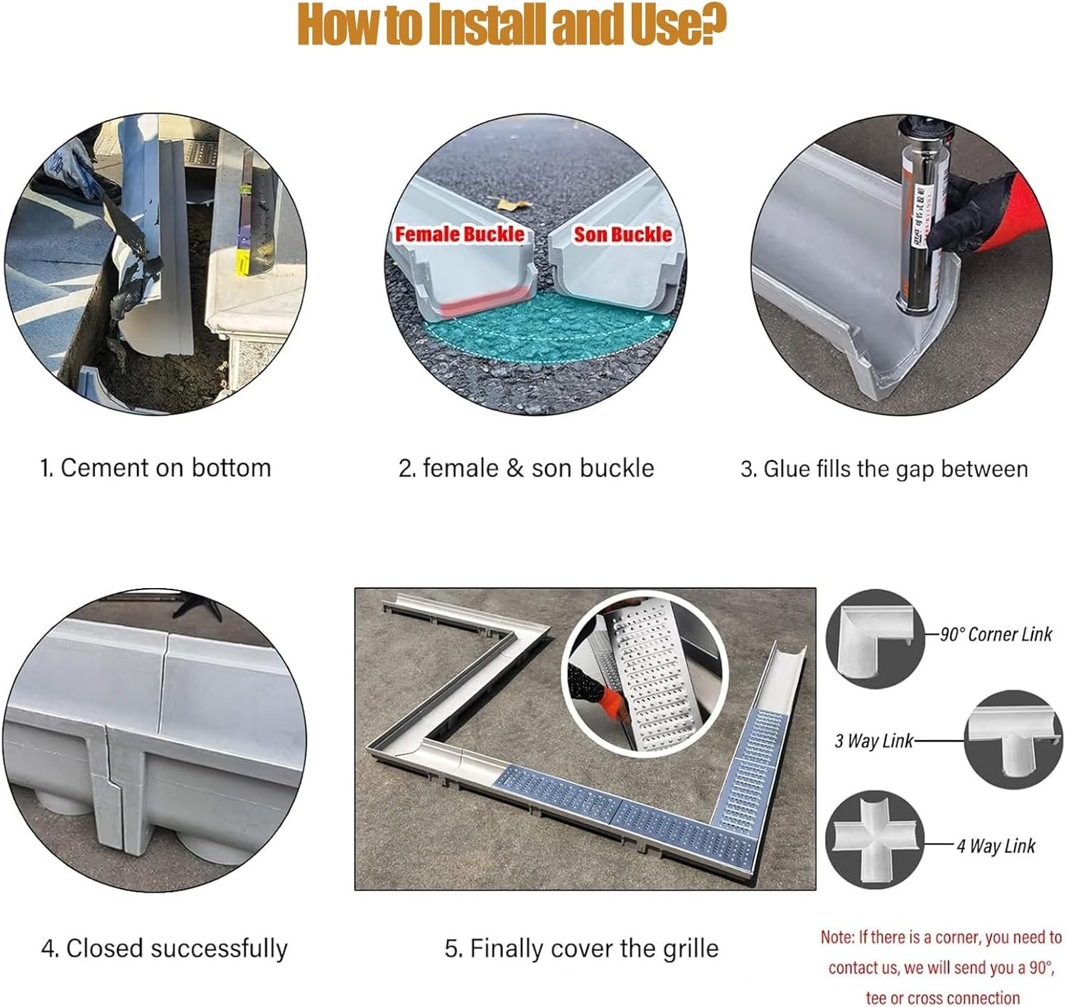 Heavy Duty Trench Drain System for Yard, Driveway, Pool & Patio - Underground Channel Drain Kit with Stainless Steel Grate, Deep/Shallow Profile Rain Gutter (100x20x30cm)