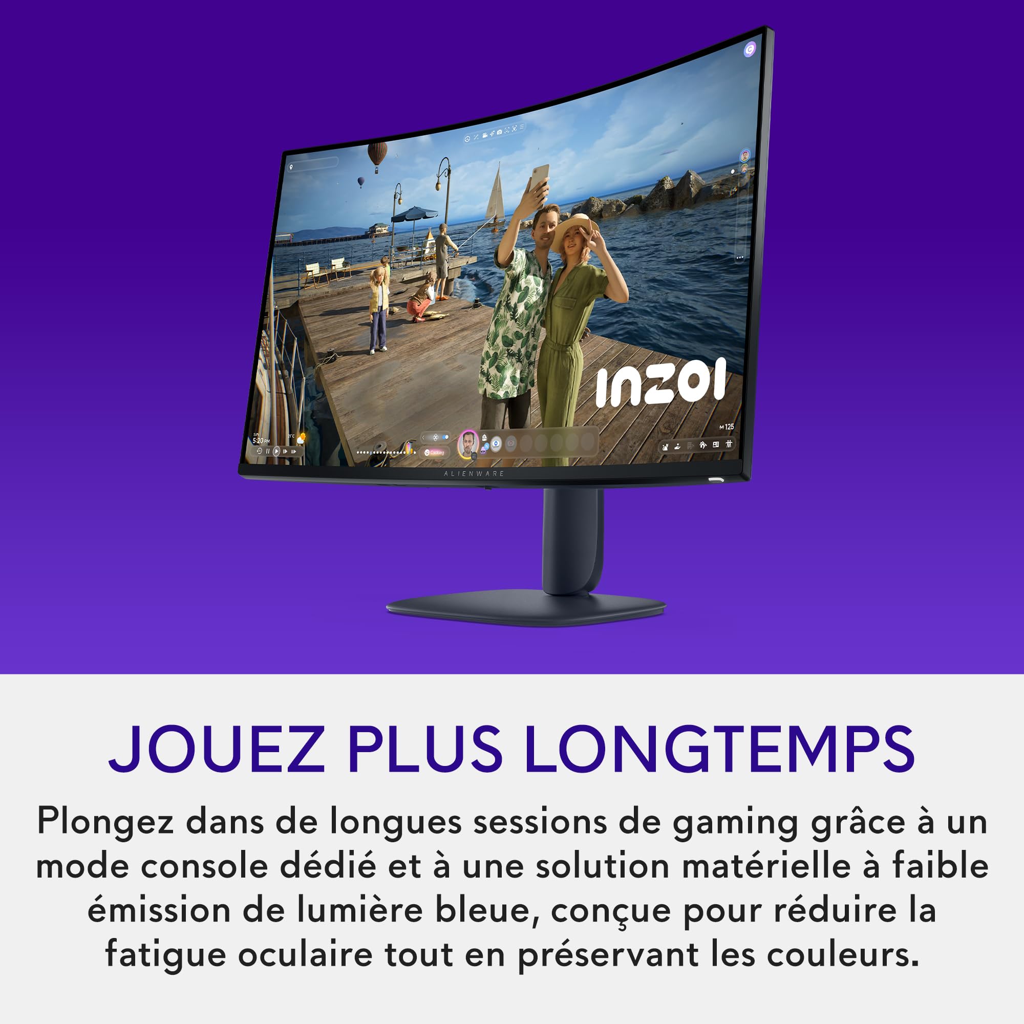 Alienware 32 Écran PC Gaming - AW3225DM, QHD (2560x1440), 1500R Incurvé, 180Hz, VA, 1ms, AMD FreeSync, VESA AdaptiveSync, 95% DCI-P3, HDR400, DisplayPort, 2 HDMI, 3 USB, Garantie 3 Ans