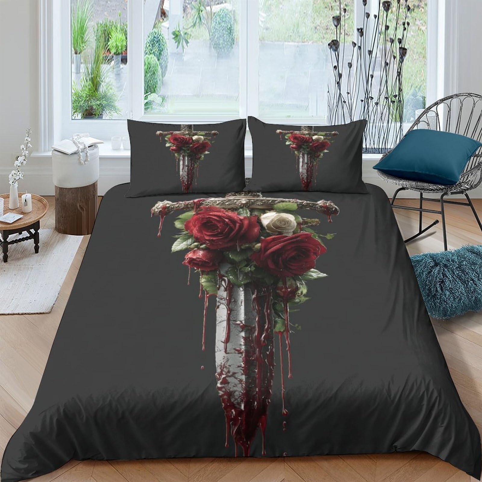 Housse de couette poignard de sang 3D pour une chambre d'ado moderne