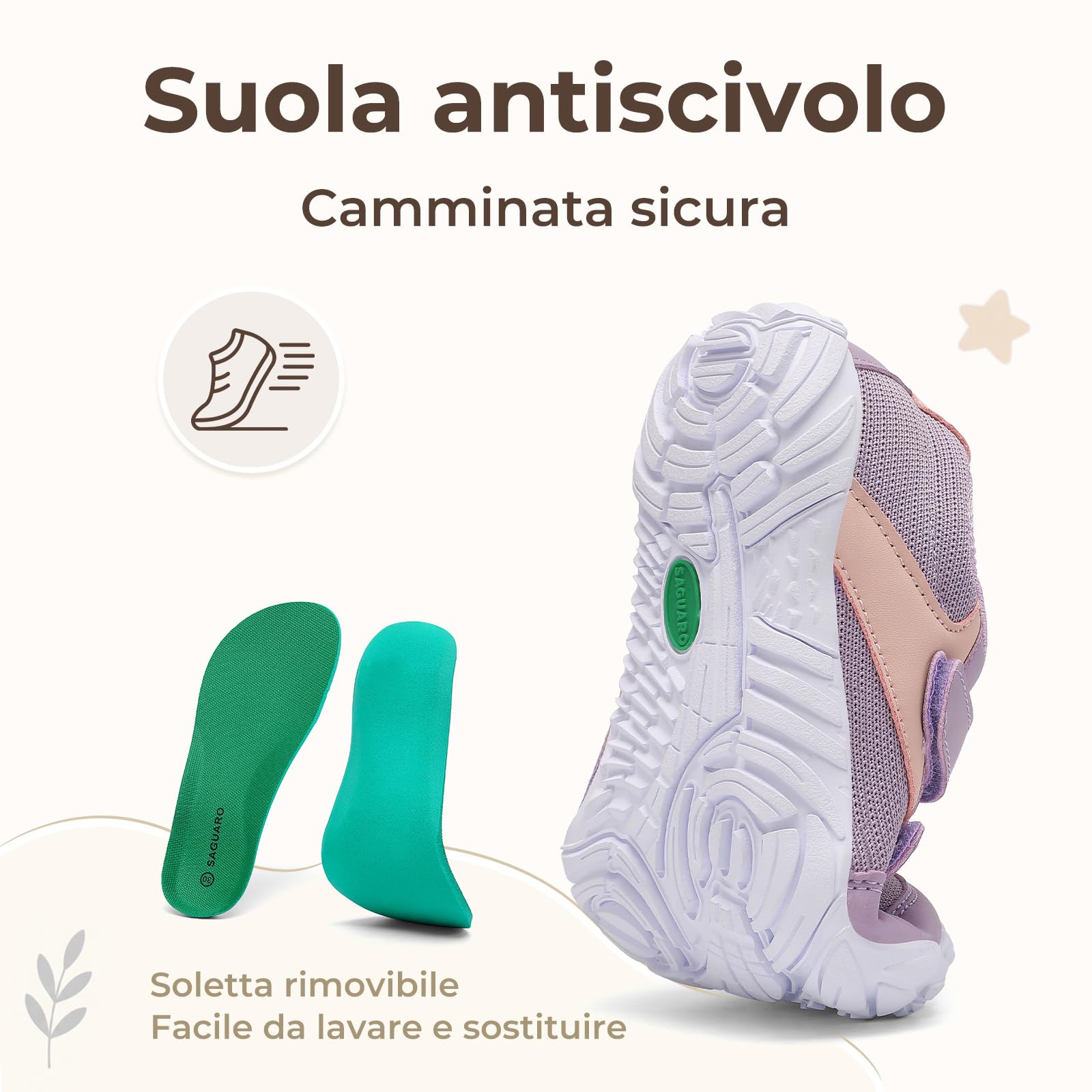SAGUARO Scarpe Barefoot per Bambini Morbide e Leggere con Punta Ampia e Suola Piatta Gr.25-36