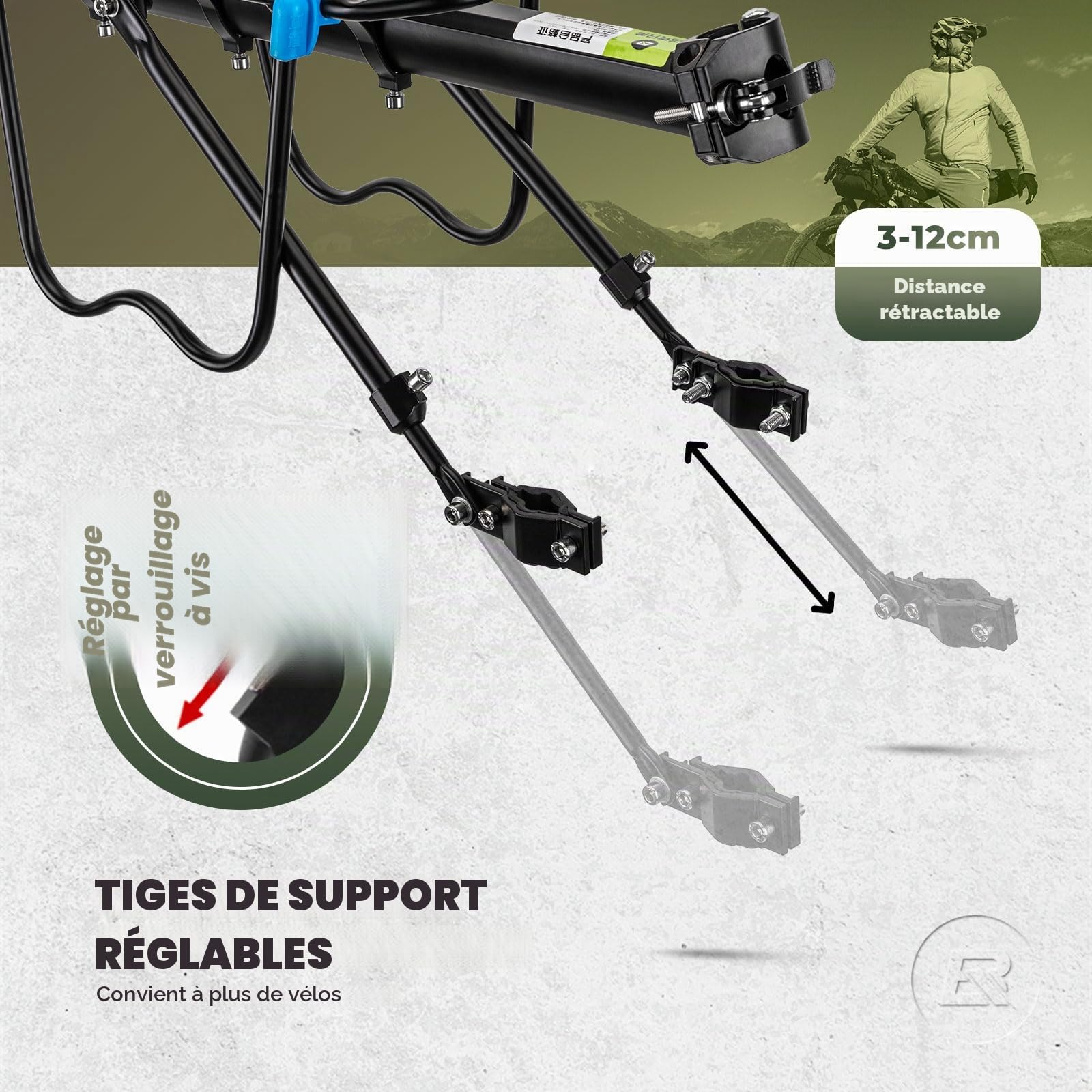 ROCKBROS Porte-Bagages Arrière Vélo Universel Support Bagages Alliage d'Aluminium Charge Max. 75kg Dégagement Rapide avec Réflecteur Stable Robuste pour VTT 24-29 Pouces Vélo de Course Vélo de Ville